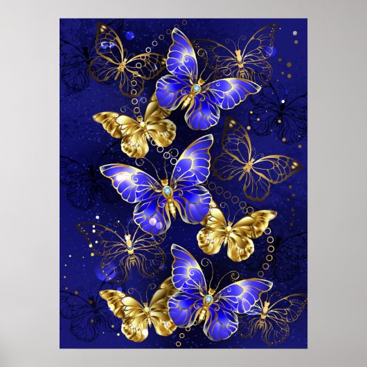 Compositie met saffier vlinders poster (Voorkant)