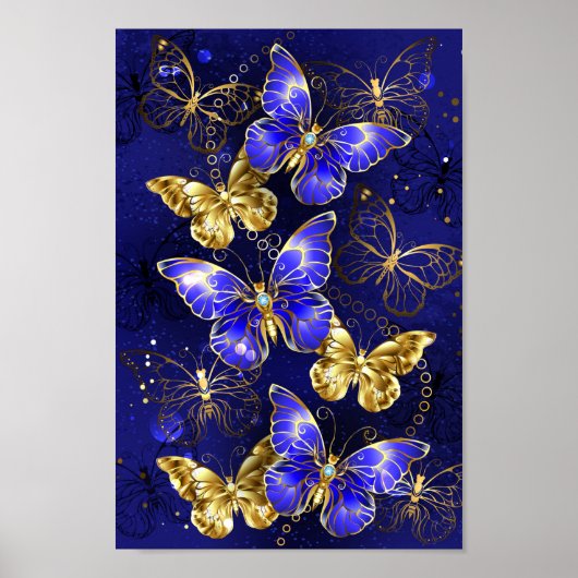 Compositie met saffier vlinders poster (Voorkant)