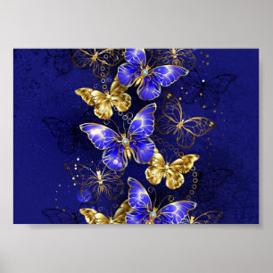 Compositie met saffier vlinders poster