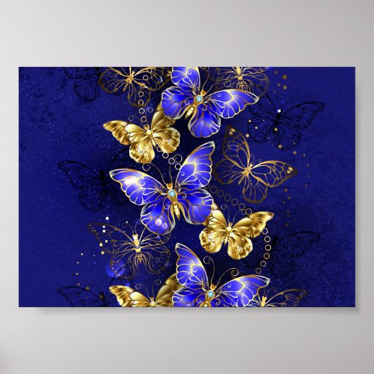 Compositie met saffier vlinders poster (Voorkant)