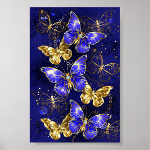 Compositie met saffier vlinders poster