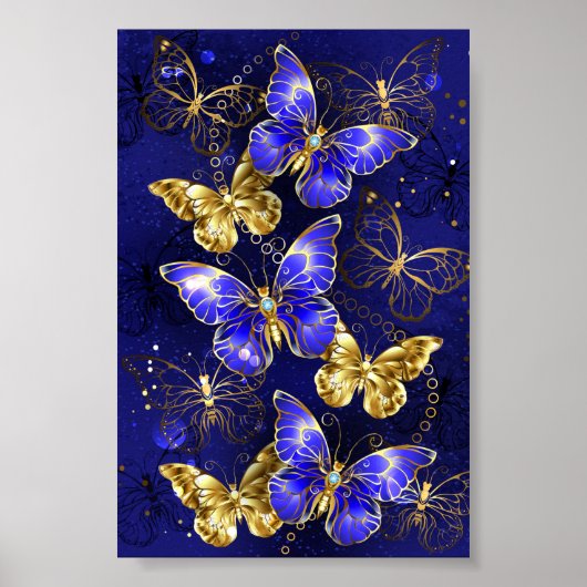 Compositie met saffier vlinders poster (Voorkant)