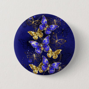 Compositie met saffier vlinders ronde button 5,7 cm