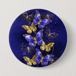Compositie met saffier vlinders ronde button 7,6 cm