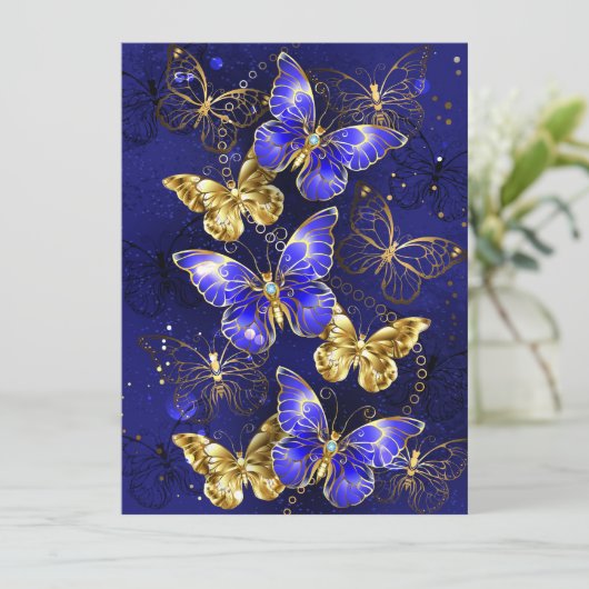 Compositie met Sapphire Butterflies Aankondiging (Staand voorkant)