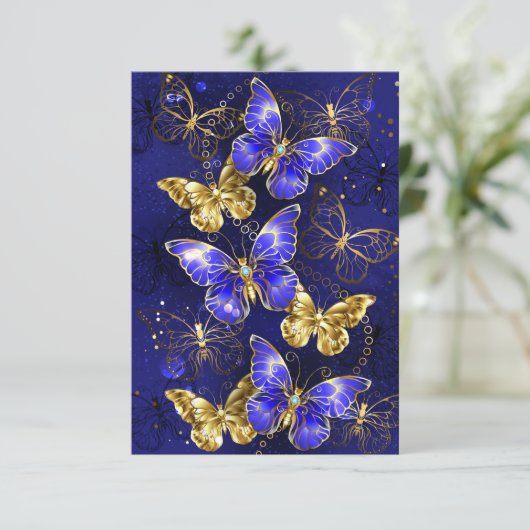Compositie met Sapphire Butterflies Aankondiging (Staand voorkant)