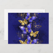 Compositie met Sapphire Butterflies Aankondigingskaart (Voorkant / Achterkant)
