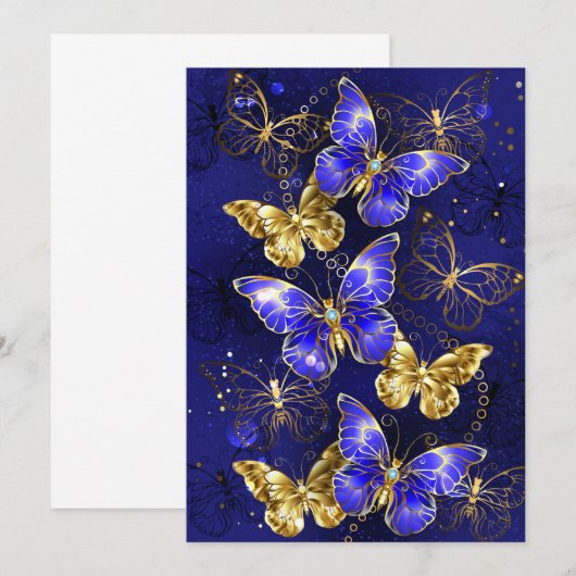 Compositie met Sapphire Butterflies Advieskaart (Voorkant / Achterkant)