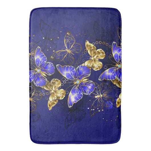Compositie met Sapphire Butterflies Badmat (Voorkant Verticaal)