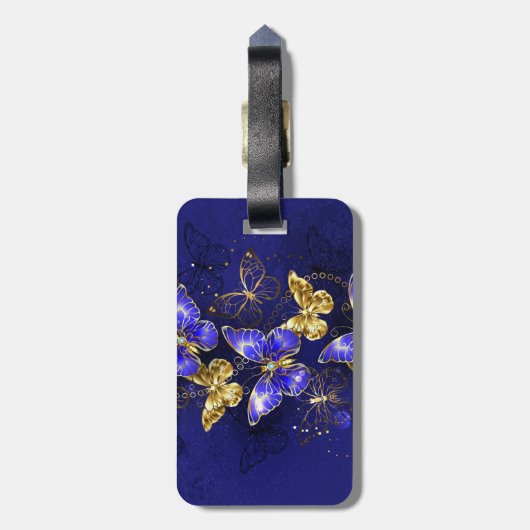 Compositie met Sapphire Butterflies Bagagelabel (Achterkant verticaal)