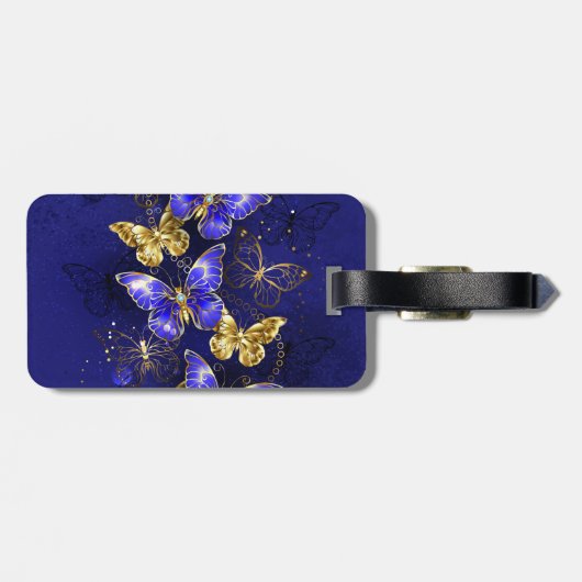 Compositie met Sapphire Butterflies Bagagelabel (Achterkant horizontaal)