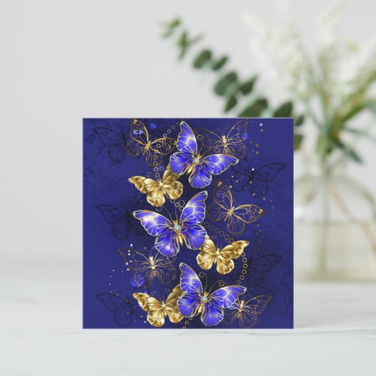 Compositie met Sapphire Butterflies Bedankkaart (Staand voorkant)