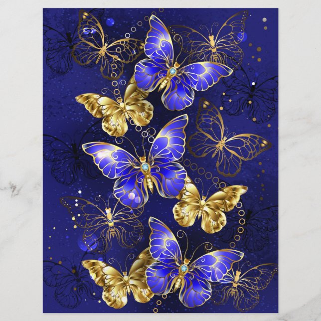 Compositie met Sapphire Butterflies Briefhoofd (Voorkant)