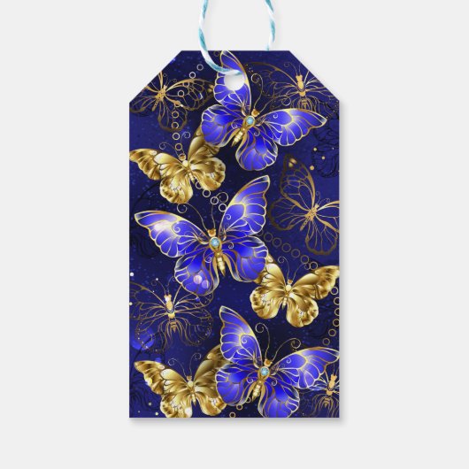 Compositie met Sapphire Butterflies Cadeaulabel (Achterkant)