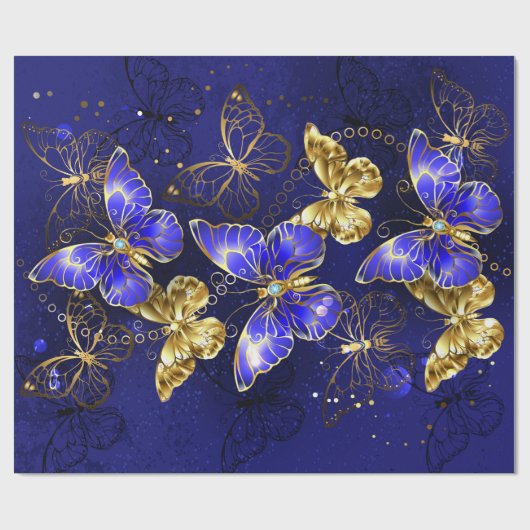 Compositie met Sapphire Butterflies Cadeaupapier (Vlak)