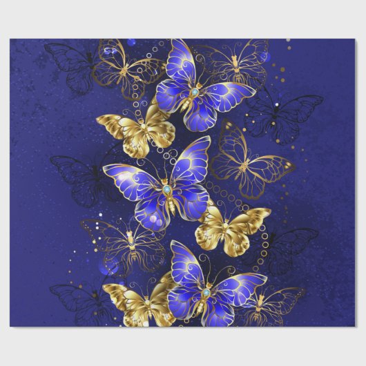 Compositie met Sapphire Butterflies Cadeaupapier (Vlak)