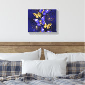 Compositie met Sapphire Butterflies Canvas Afdruk (Insitu (Slaapkamer))