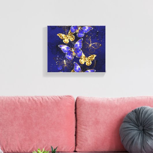 Compositie met Sapphire Butterflies Canvas Afdruk (Insitu (Woonkamer))