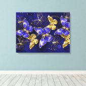 Compositie met Sapphire Butterflies Canvas Afdruk (Insitu (Houten vloer))