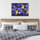 Compositie met Sapphire Butterflies Canvas Afdruk (Insitu (Slaapkamer))