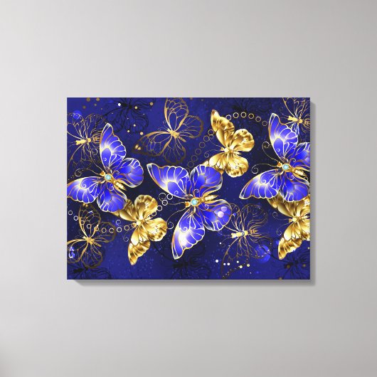 Compositie met Sapphire Butterflies Canvas Afdruk (Voorkant)