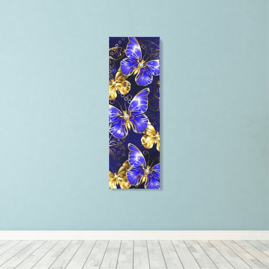 Compositie met Sapphire Butterflies Canvas Afdruk (Insitu (Houten vloer))