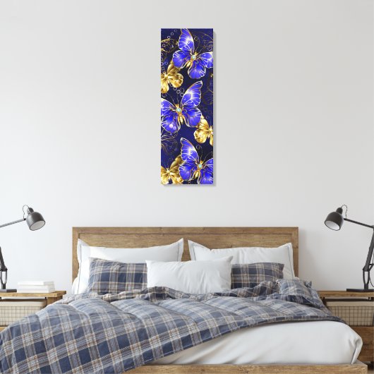 Compositie met Sapphire Butterflies Canvas Afdruk (Insitu (Slaapkamer))