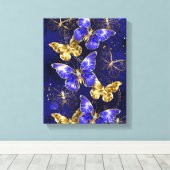 Compositie met Sapphire Butterflies Canvas Afdruk (Insitu (Houten vloer))