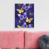 Compositie met Sapphire Butterflies Canvas Afdruk (Insitu (Woonkamer))