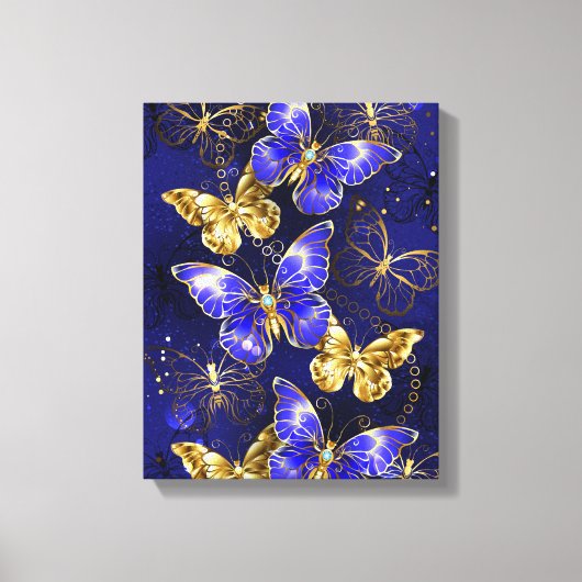 Compositie met Sapphire Butterflies Canvas Afdruk (Voorkant)