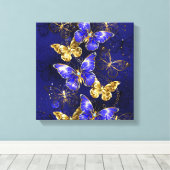 Compositie met Sapphire Butterflies Canvas Afdruk (Insitu (Houten vloer))
