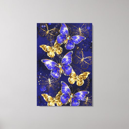 Compositie met Sapphire Butterflies Canvas Afdruk (Voorkant)