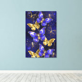 Compositie met Sapphire Butterflies Canvas Afdruk (Insitu (Houten vloer))