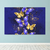 Compositie met Sapphire Butterflies Canvas Afdruk (Insitu (Houten vloer))