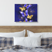 Compositie met Sapphire Butterflies Canvas Afdruk (Insitu (Slaapkamer))