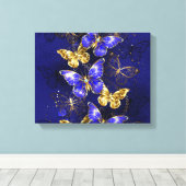 Compositie met Sapphire Butterflies Canvas Afdruk (Insitu (Houten vloer))
