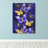Compositie met Sapphire Butterflies Canvas Afdruk (Insitu (Houten vloer))