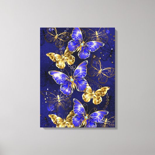 Compositie met Sapphire Butterflies Canvas Afdruk (Voorkant)
