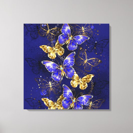 Compositie met Sapphire Butterflies Canvas Afdruk (Voorkant)