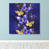 Compositie met Sapphire Butterflies Canvas Afdruk (Insitu (Houten vloer))