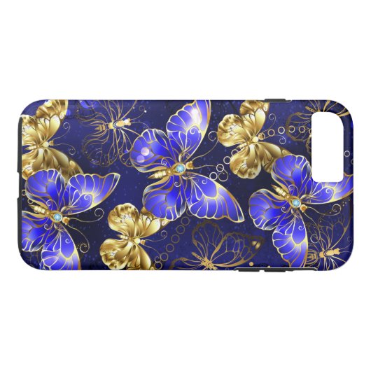 Compositie met Sapphire Butterflies Case-Mate iPhone Case (Achterkant (Horizontaal))