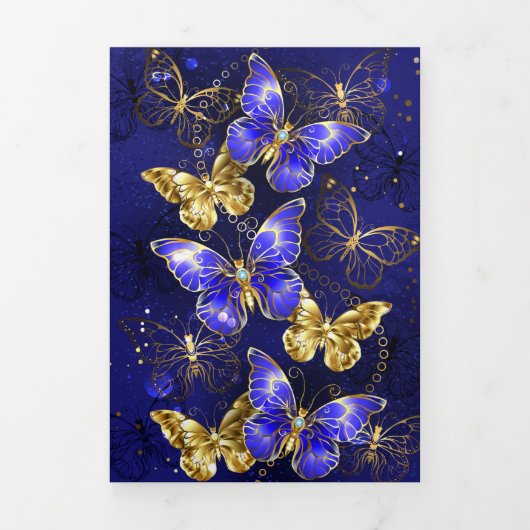 Compositie met Sapphire Butterflies Drieluik Kaart (Cover)