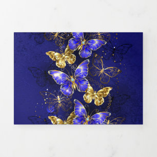 Compositie met Sapphire Butterflies Drieluik Kaart