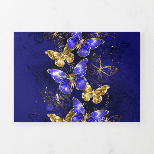 Compositie met Sapphire Butterflies Drieluik Uitnodiging (Cover)