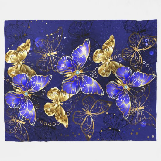 Compositie met Sapphire Butterflies Fleece Deken (Voorkant (Horizontaal))