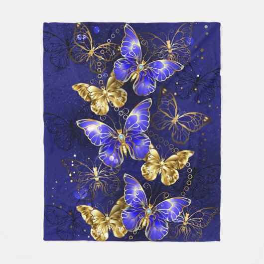 Compositie met Sapphire Butterflies Fleece Deken (Voorkant)