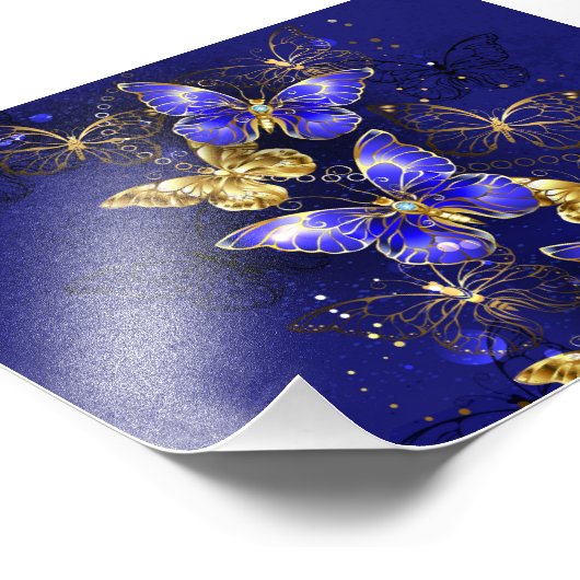 Compositie met Sapphire Butterflies Foto Afdruk (Hoek)