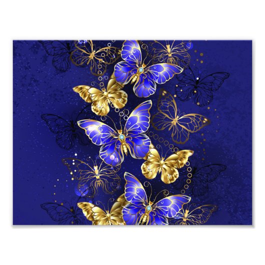 Compositie met Sapphire Butterflies Foto Afdruk (Voorkant)