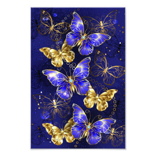 Compositie met Sapphire Butterflies Foto Afdruk