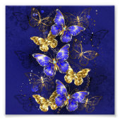 Compositie met Sapphire Butterflies Foto Afdruk (Voorkant)